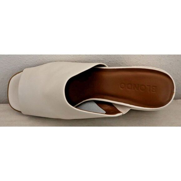 Blondo Women's Sz 9M Bone/Beige Leather Maya Slip-On Heeled Sandal - Picture 4 of 11